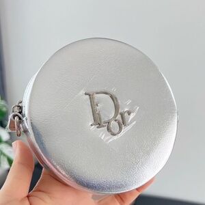 Dior Round Silver Zipper Pouch